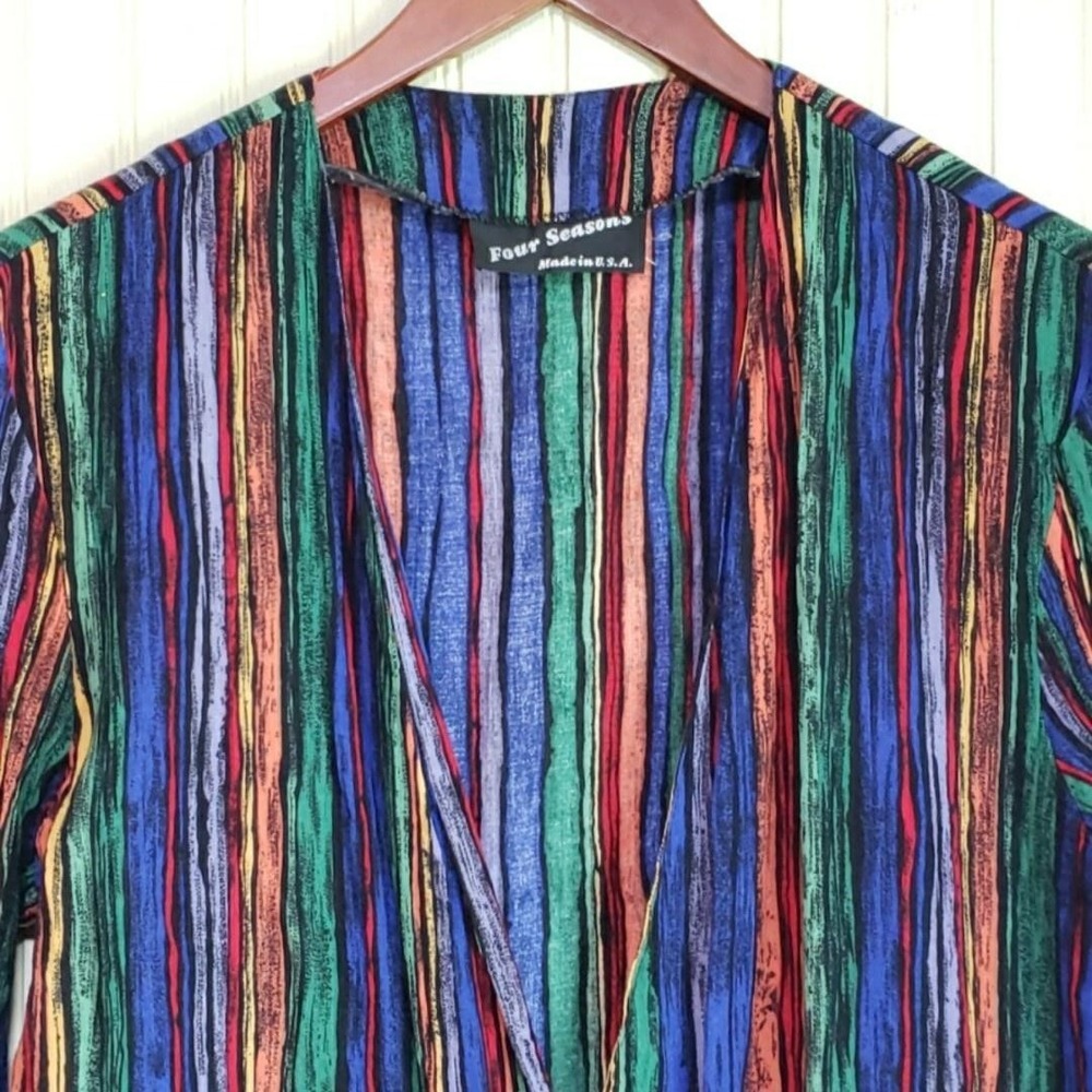 Vintage Four Seasons Blazer‎ Womens Small Multicolor Stripe Button Pockets USA
